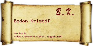 Bodon Kristóf névjegykártya